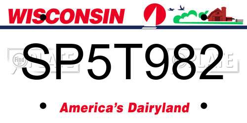 SP5T982 Wisconsin License Plate