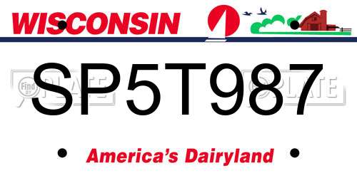 SP5T987 Wisconsin License Plate