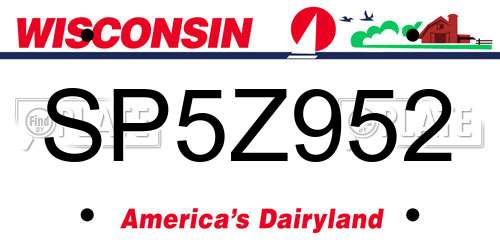 SP5Z952 Wisconsin License Plate