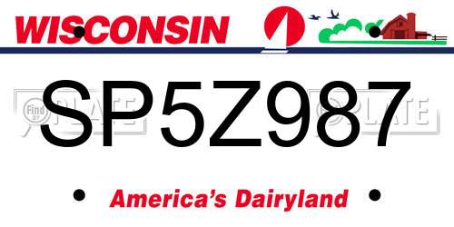 SP5Z987 Wisconsin License Plate