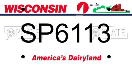 SP6113 Wisconsin License Plate