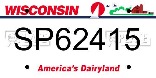 SP62415 Wisconsin License Plate