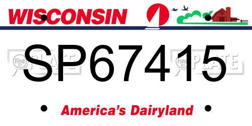 SP67415 Wisconsin License Plate