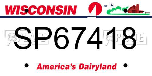 SP67418 Wisconsin License Plate