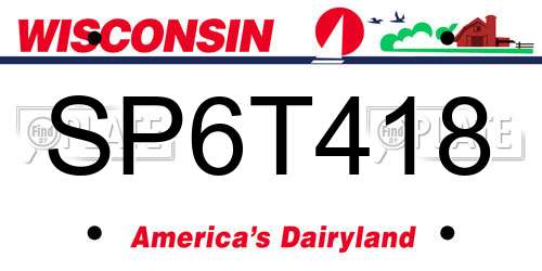 SP6T418 Wisconsin License Plate