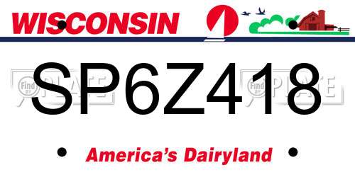 SP6Z418 Wisconsin License Plate