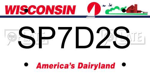 SP7D2S Wisconsin License Plate