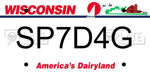 SP7D4G Wisconsin License Plate