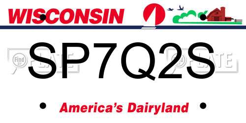 SP7Q2S Wisconsin License Plate