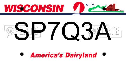 SP7Q3A Wisconsin License Plate