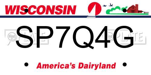 SP7Q4G Wisconsin License Plate