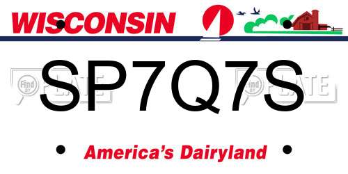 SP7Q7S Wisconsin License Plate