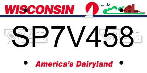 SP7V458 Wisconsin License Plate