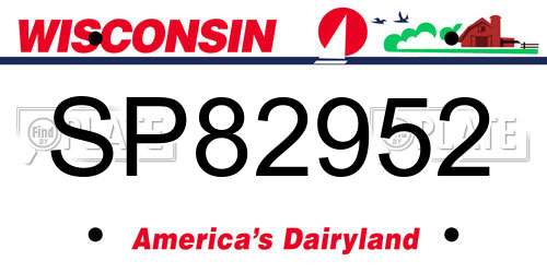 SP82952 Wisconsin License Plate