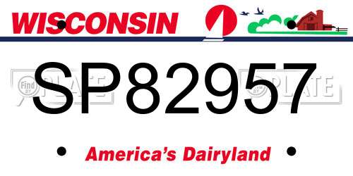 SP82957 Wisconsin License Plate