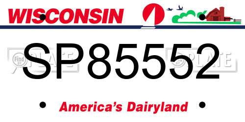 SP85552 Wisconsin License Plate