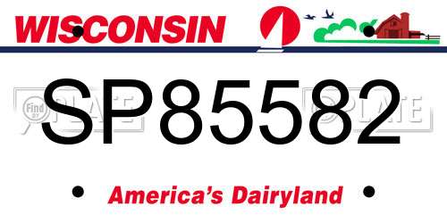SP85582 Wisconsin License Plate