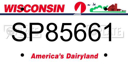 SP85661 Wisconsin License Plate