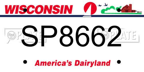 SP8662 Wisconsin License Plate