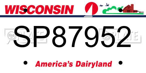 SP87952 Wisconsin License Plate