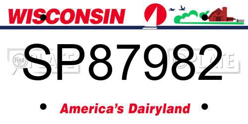 SP87982 Wisconsin License Plate
