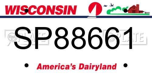 SP88661 Wisconsin License Plate
