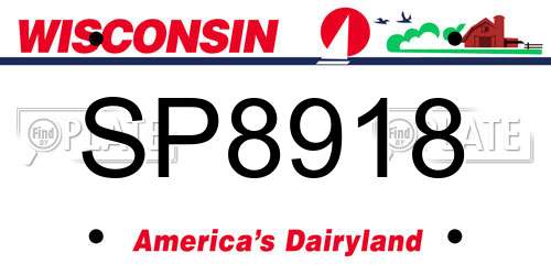 SP8918 Wisconsin License Plate