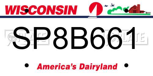 SP8B661 Wisconsin License Plate