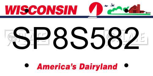SP8S582 Wisconsin License Plate