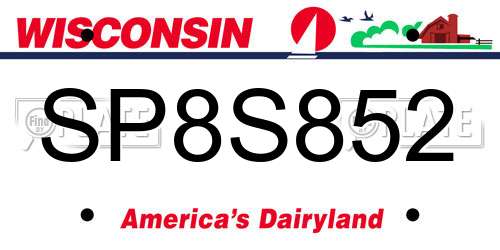 SP8S852 Wisconsin License Plate