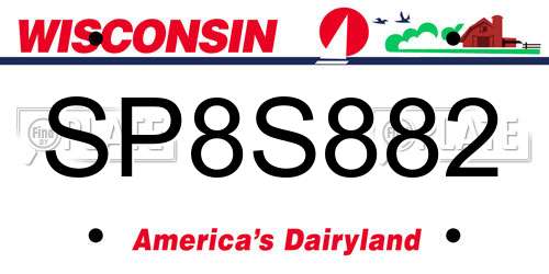 SP8S882 Wisconsin License Plate