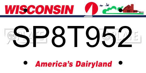 SP8T952 Wisconsin License Plate