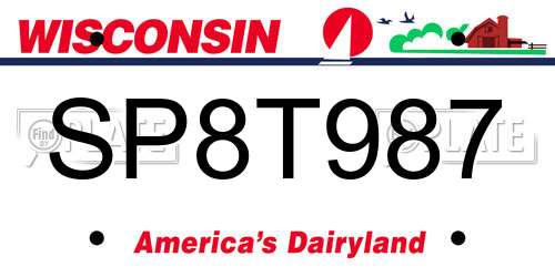SP8T987 Wisconsin License Plate