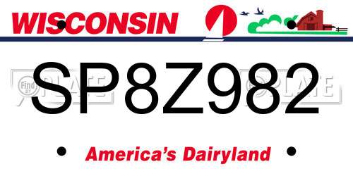 SP8Z982 Wisconsin License Plate