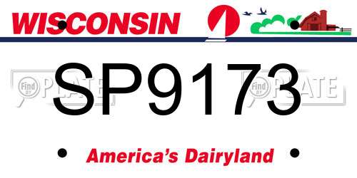 SP9173 Wisconsin License Plate