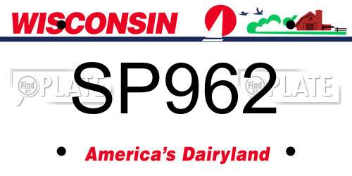 SP962 Wisconsin License Plate