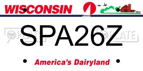 SPA26Z Wisconsin License Plate