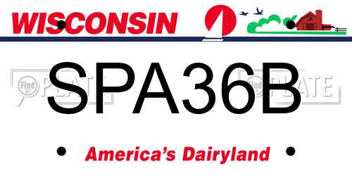 SPA36B Wisconsin License Plate