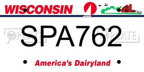 SPA762 Wisconsin License Plate