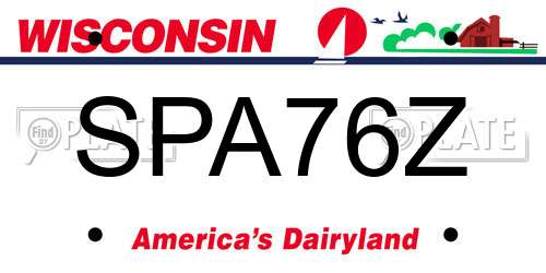 SPA76Z Wisconsin License Plate