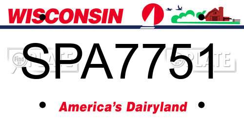 SPA7751 Wisconsin License Plate