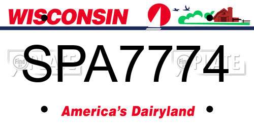 SPA7774 Wisconsin License Plate