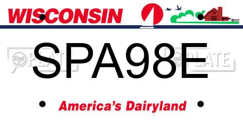 SPA98E Wisconsin License Plate