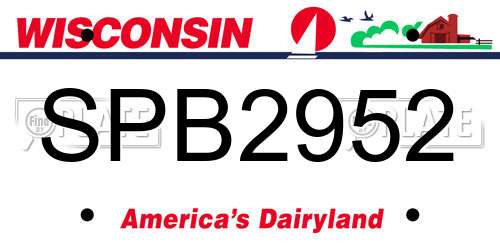 SPB2952 Wisconsin License Plate