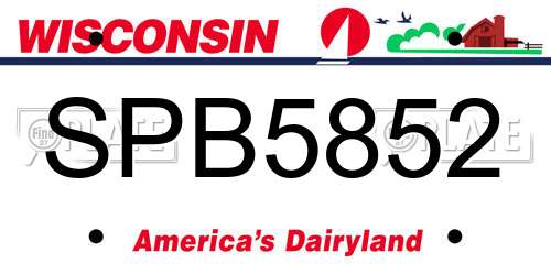 SPB5852 Wisconsin License Plate