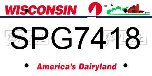 SPG7418 Wisconsin License Plate