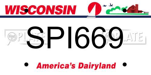 SPI669 Wisconsin License Plate