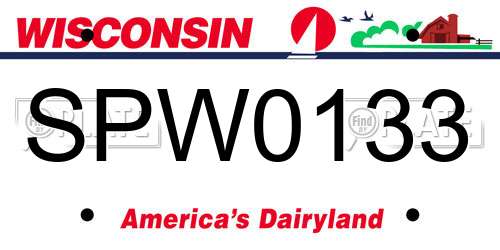 SPW0133 Wisconsin License Plate