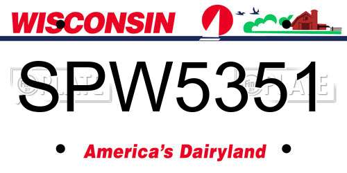 SPW5351 Wisconsin License Plate
