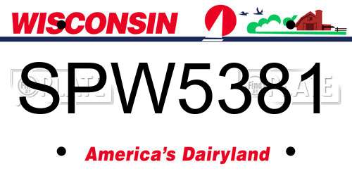 SPW5381 Wisconsin License Plate